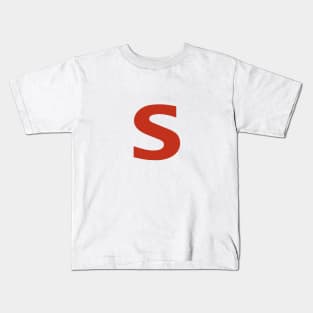 Letter s in Red Text Minimal Typography Kids T-Shirt